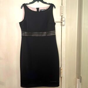 KARL LAGERFELD Brand new black classic sheath dress with laser-cut details Sz.8